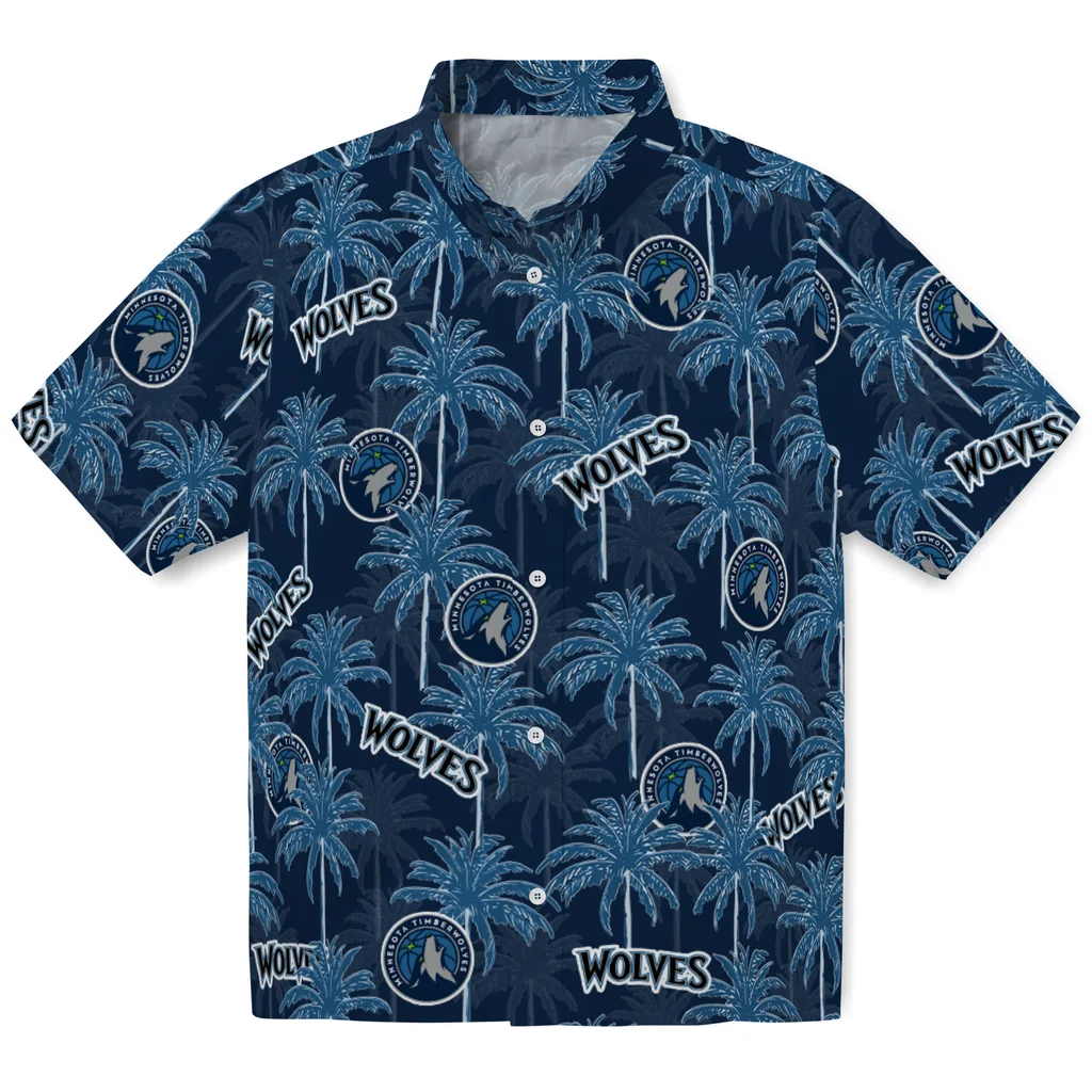 Minnesota Timberwolves Hawaiian Shirt - Palm Tree Motif minnesota timberwolves palm grove midnight blue hawaiian shirts best selling