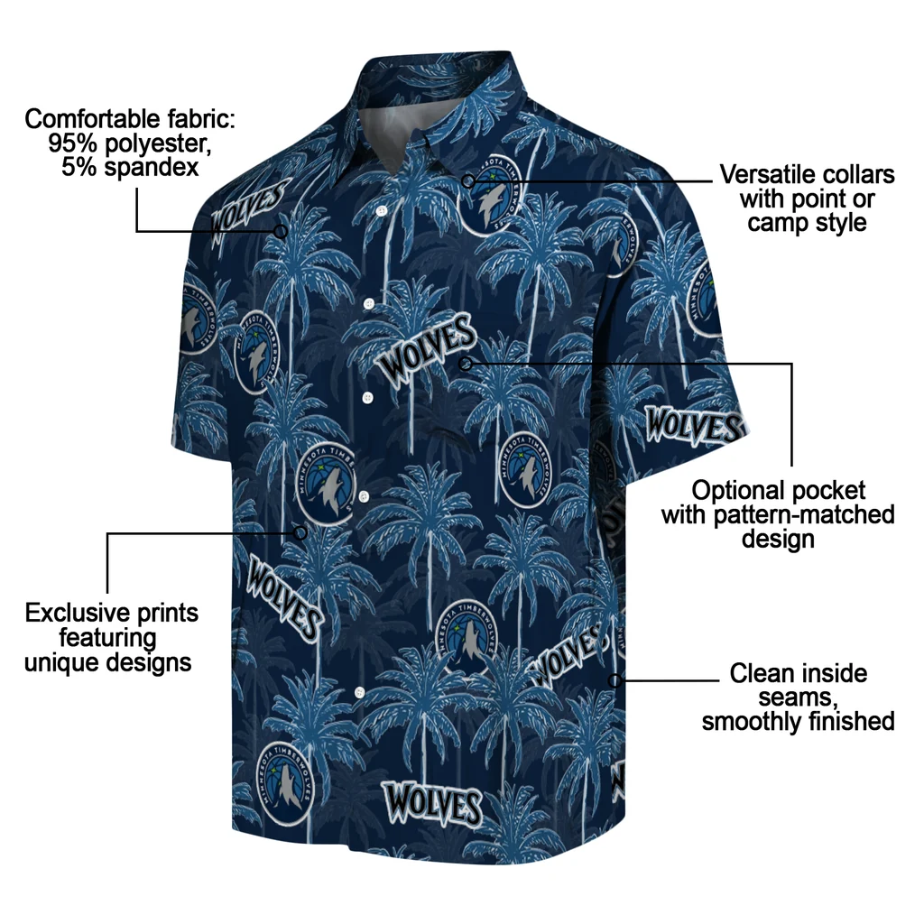 Minnesota Timberwolves Hawaiian Shirt - Palm Tree Motif minnesota timberwolves palm grove midnight blue hawaiian shirts new arrival