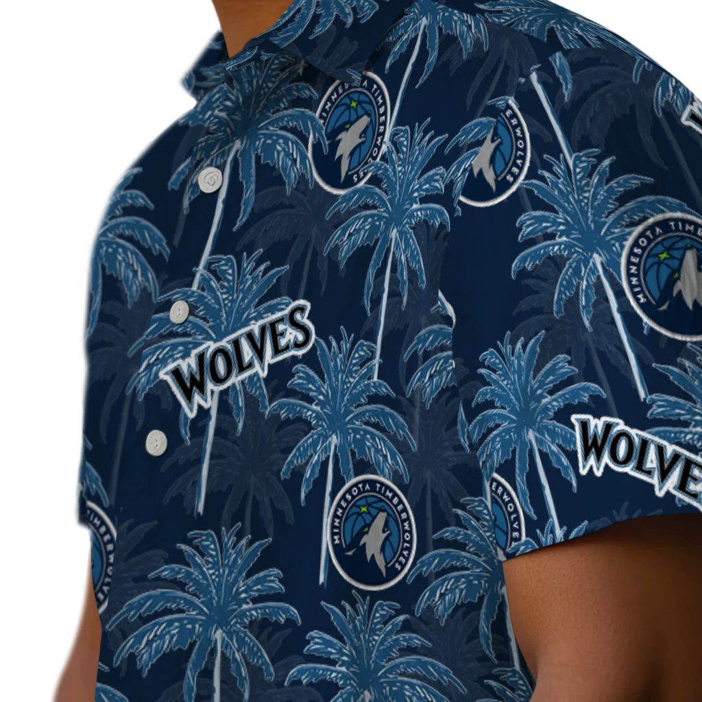 Minnesota Timberwolves Hawaiian Shirt - Palm Tree Motif minnesota timberwolves palm grove midnight blue hawaiian shirts trendy