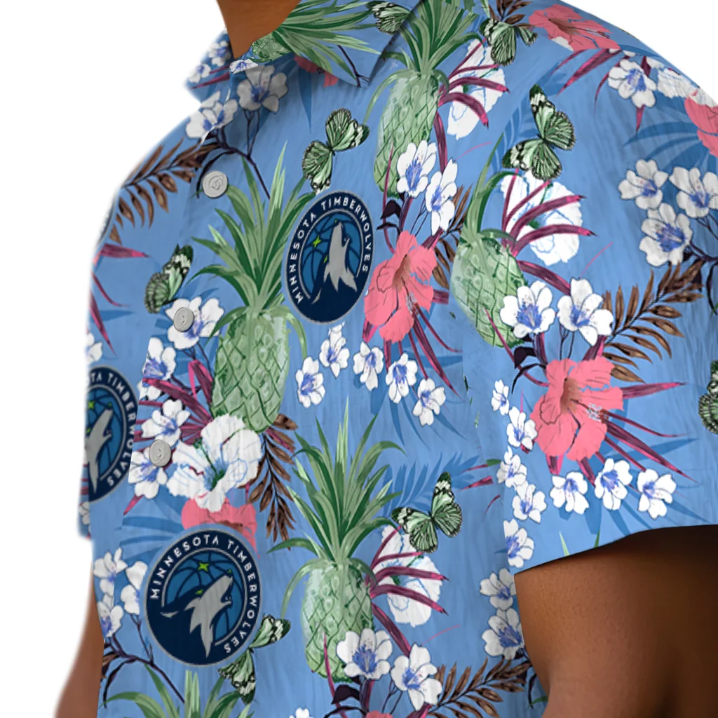 Minnesota Timberwolves Hawaiian Shirt - Pineapple Bouquet minnesota timberwolves pineapple bouquet best sky blue hawaiian shirts trendy