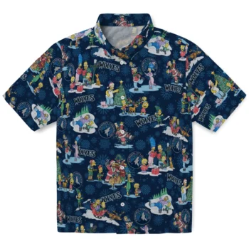 minnesota timberwolves simpsons christmas midnight blue hawaiian shirts best selling