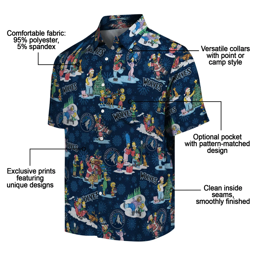 Minnesota Timberwolves Hawaiian Shirt - Simpsons Christmas minnesota timberwolves simpsons christmas midnight blue hawaiian shirts new arrival