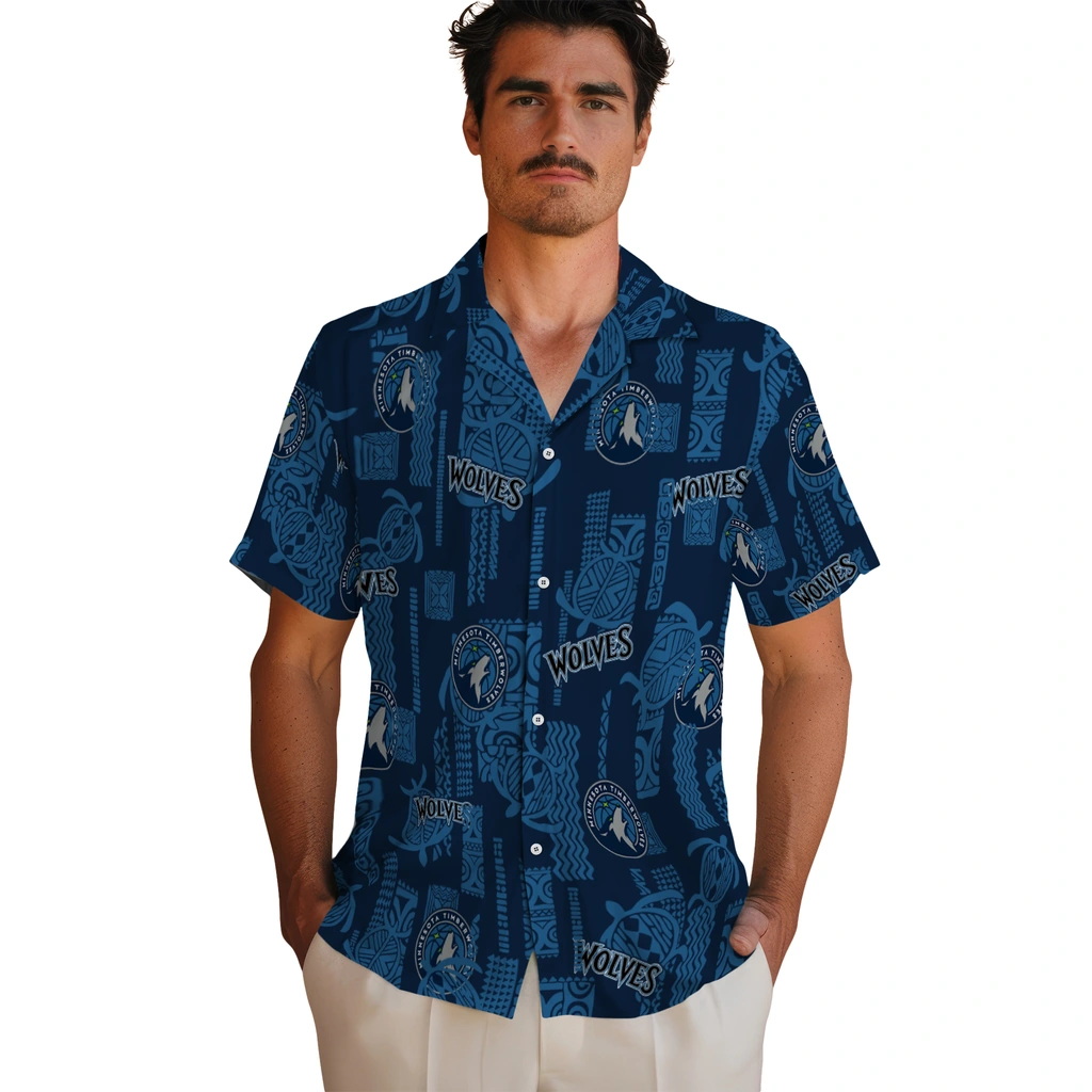 Minnesota Timberwolves Hawaiian Shirt - Turtle Lines minnesota timberwolves turtle lines midnight blue hawaiian shirts fashion forward