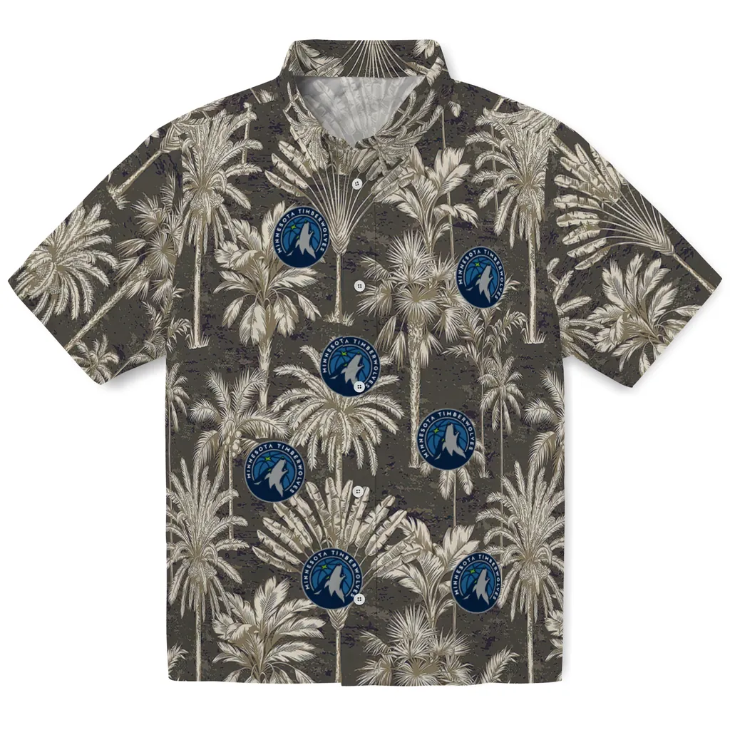 Minnesota Timberwolves Hawaiian Shirt - Vintage Palm Tree minnesota timberwolves palm shadows midnight blue hawaiian shirts best selling