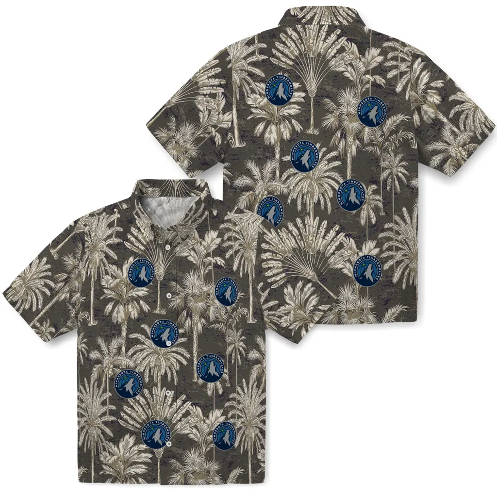 Minnesota Timberwolves Hawaiian Shirt - Vintage Palm Tree minnesota timberwolves palm shadows midnight blue hawaiian shirts high quality