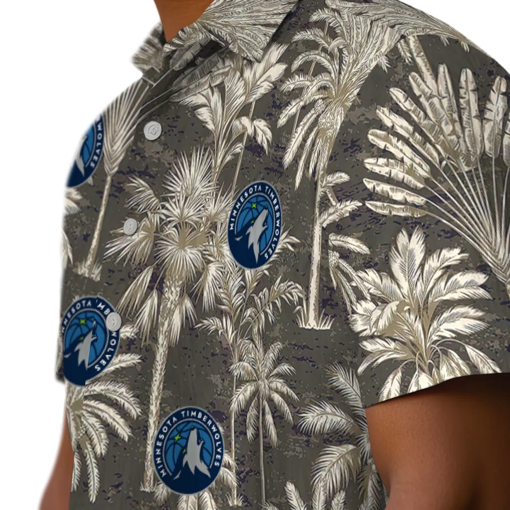Minnesota Timberwolves Hawaiian Shirt - Vintage Palm Tree minnesota timberwolves palm shadows midnight blue hawaiian shirts trendy