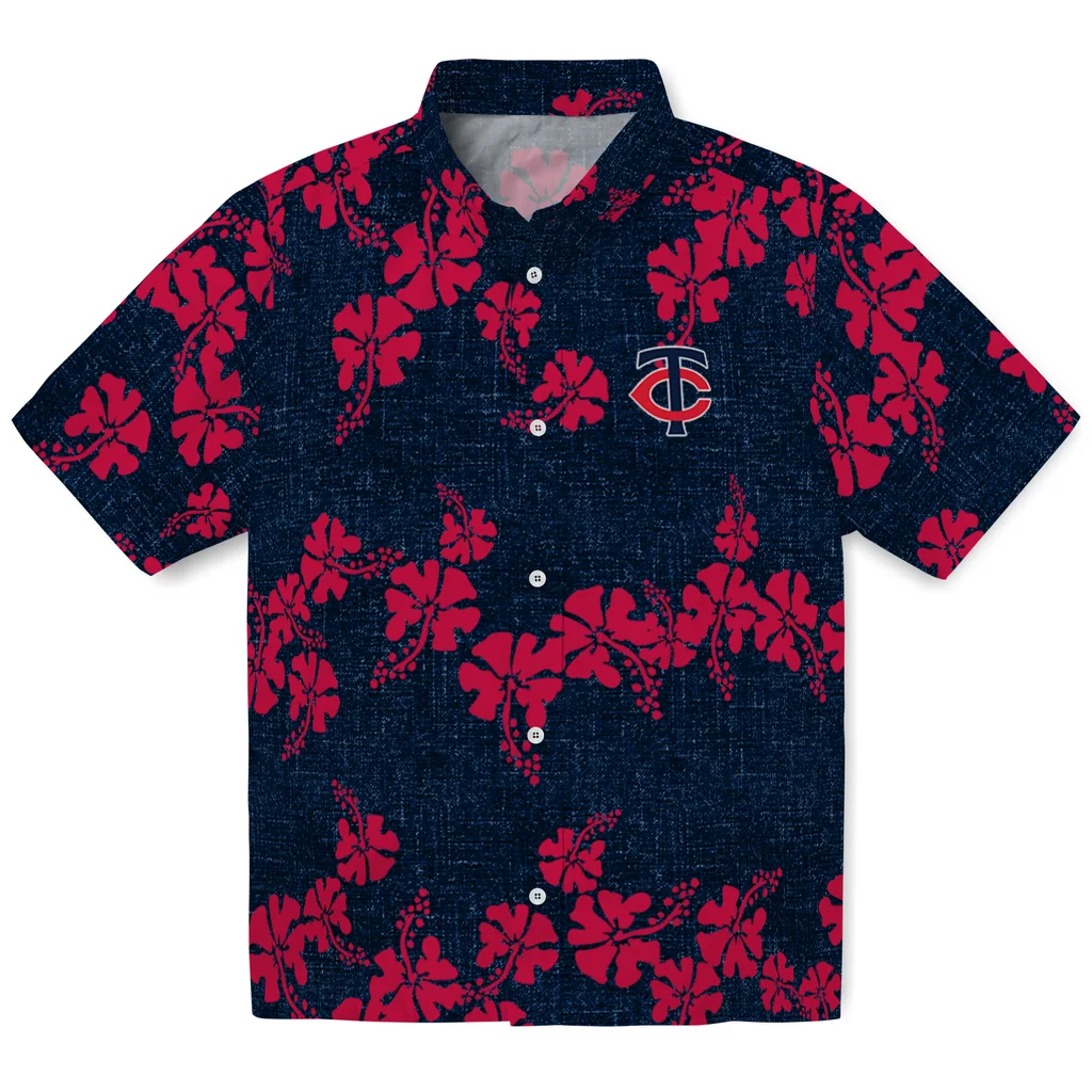Minnesota Twins Hawaiian Shirt - 50th State Flower minnesota twins hibiscus petals navy hawaiian shirts best selling