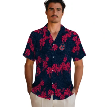 minnesota twins hibiscus petals navy hawaiian shirts fashion forward