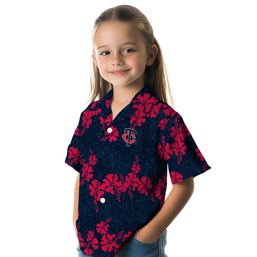 Minnesota Twins Hawaiian Shirt - 50th State Flower minnesota twins hibiscus petals navy hawaiian shirts premium grade
