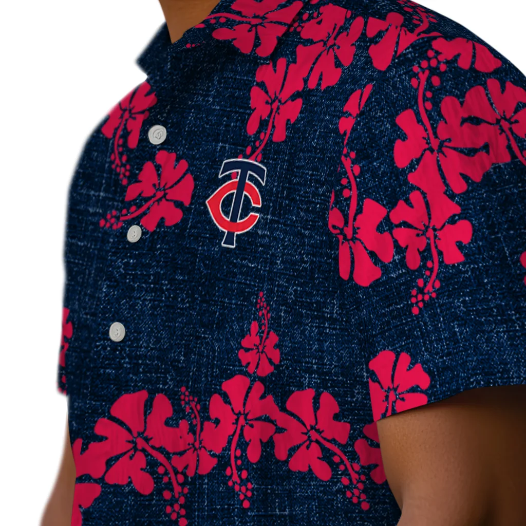 Minnesota Twins Hawaiian Shirt - 50th State Flower minnesota twins hibiscus petals navy hawaiian shirts trendy
