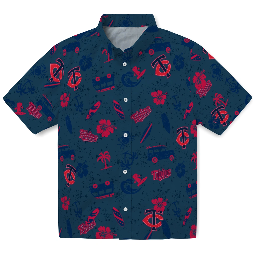 Minnesota Twins Hawaiian Shirt - Beach Vibe minnesota twins beach vibe navy hawaiian shirts best selling