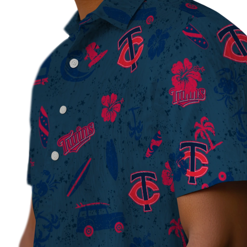 Minnesota Twins Hawaiian Shirt - Beach Vibe minnesota twins beach vibe navy hawaiian shirts trendy