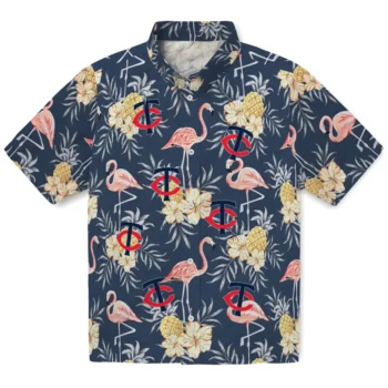 minnesota twins flamingo hibiscus navy hawaiian shirts best selling