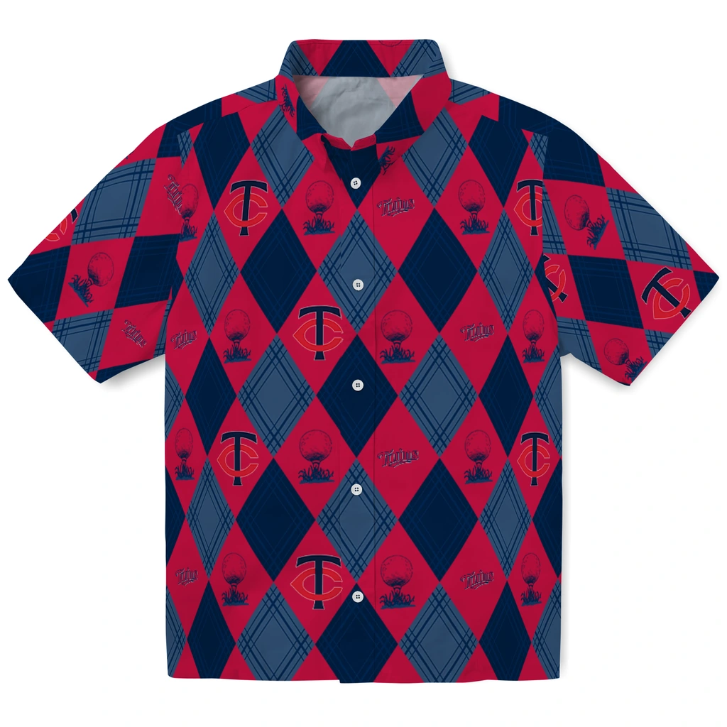 Minnesota Twins Hawaiian Shirt - Golfing Plaid minnesota twins balloon plaid navy hawaiian shirts best selling