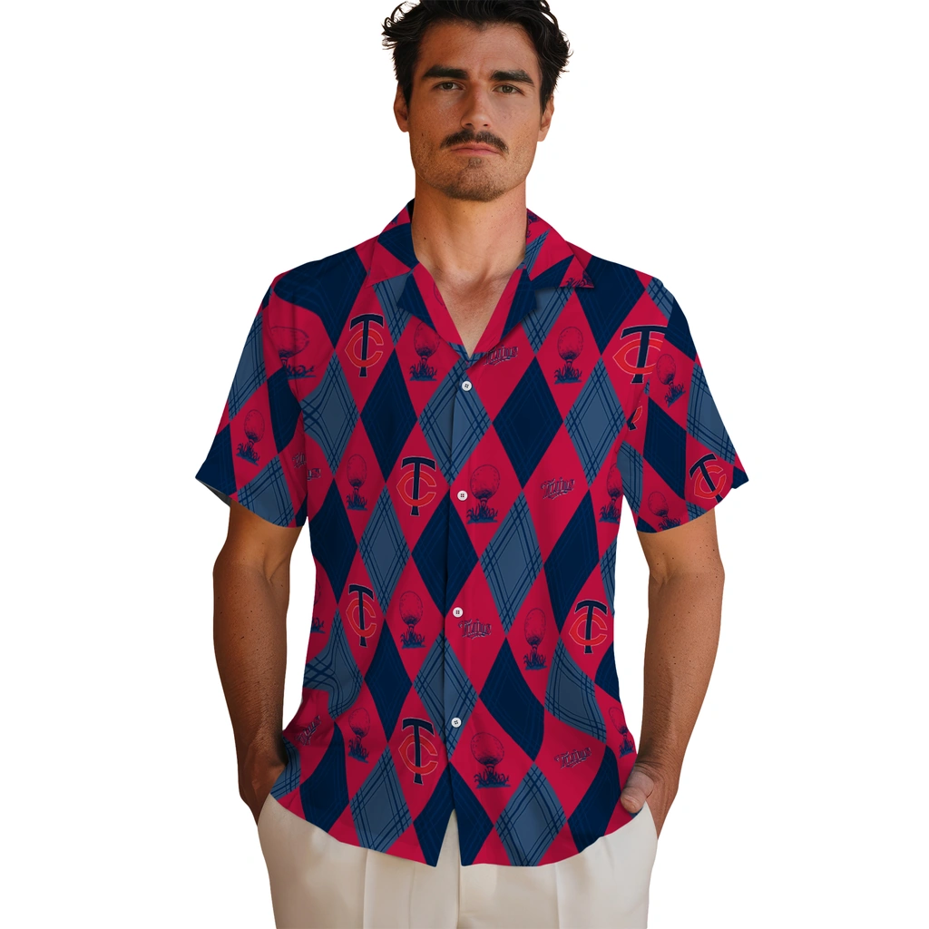 Minnesota Twins Hawaiian Shirt - Golfing Plaid minnesota twins balloon plaid navy hawaiian shirts fashion forward
