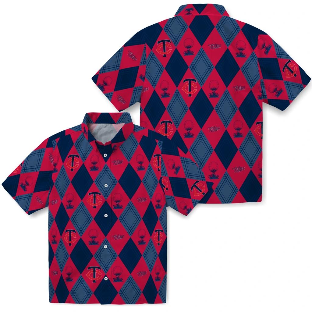 Minnesota Twins Hawaiian Shirt - Golfing Plaid minnesota twins balloon plaid navy hawaiian shirts high quality