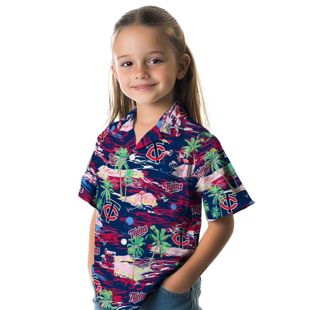 Minnesota Twins Hawaiian Shirt - Hawaii Island minnesota twins flamingo retreat navy hawaiian shirts premium grade