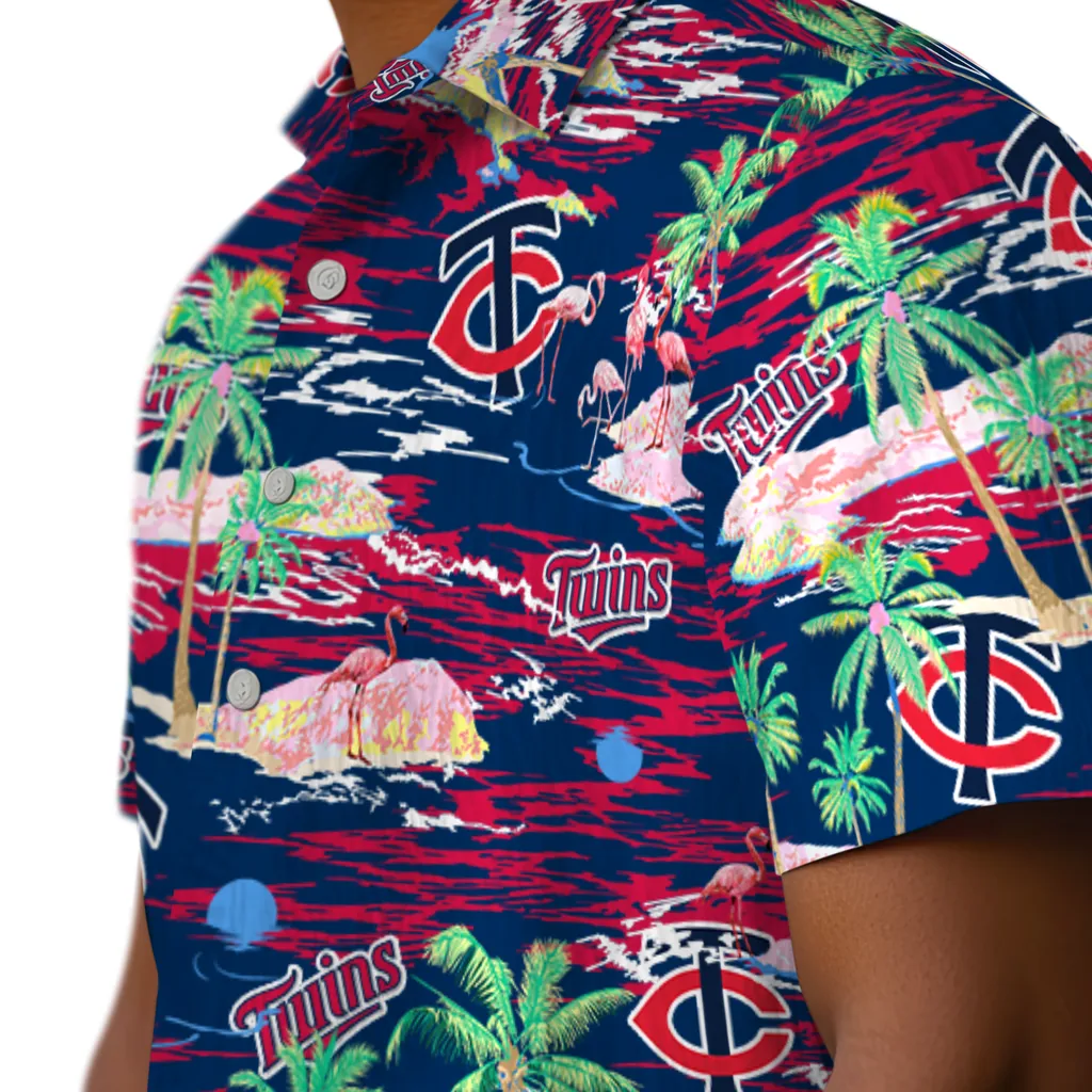 Minnesota Twins Hawaiian Shirt - Hawaii Island minnesota twins flamingo retreat navy hawaiian shirts trendy