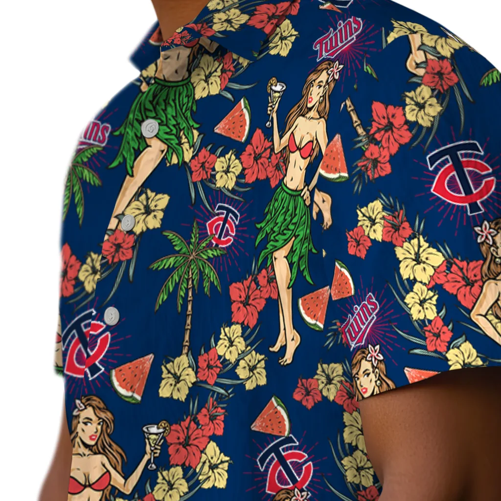 Minnesota Twins Hawaiian Shirt - Hawaiian Girls Design minnesota twins hawaiian girls design navy hawaiian shirts trendy