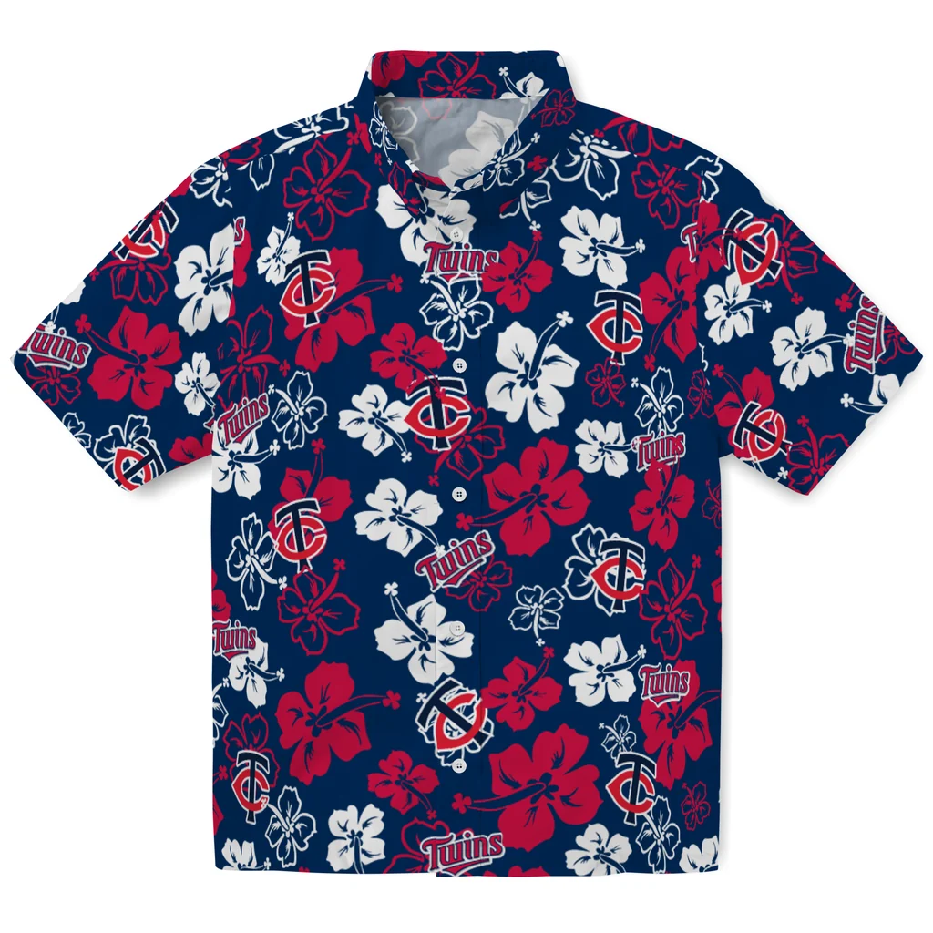 Minnesota Twins Hawaiian Shirt - Hibiscus Flower Design minnesota twins hibiscus bloom navy hawaiian shirts best selling