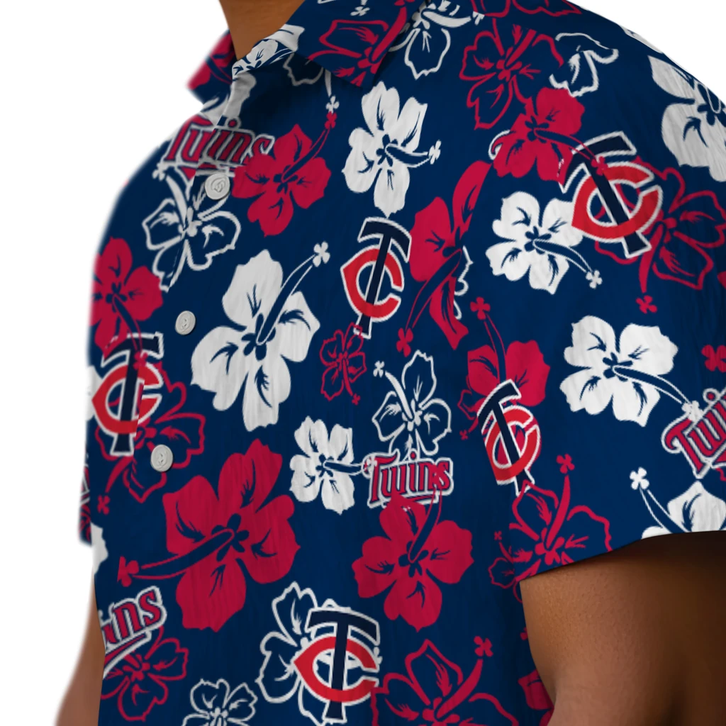 Minnesota Twins Hawaiian Shirt - Hibiscus Flower Design minnesota twins hibiscus bloom navy hawaiian shirts trendy