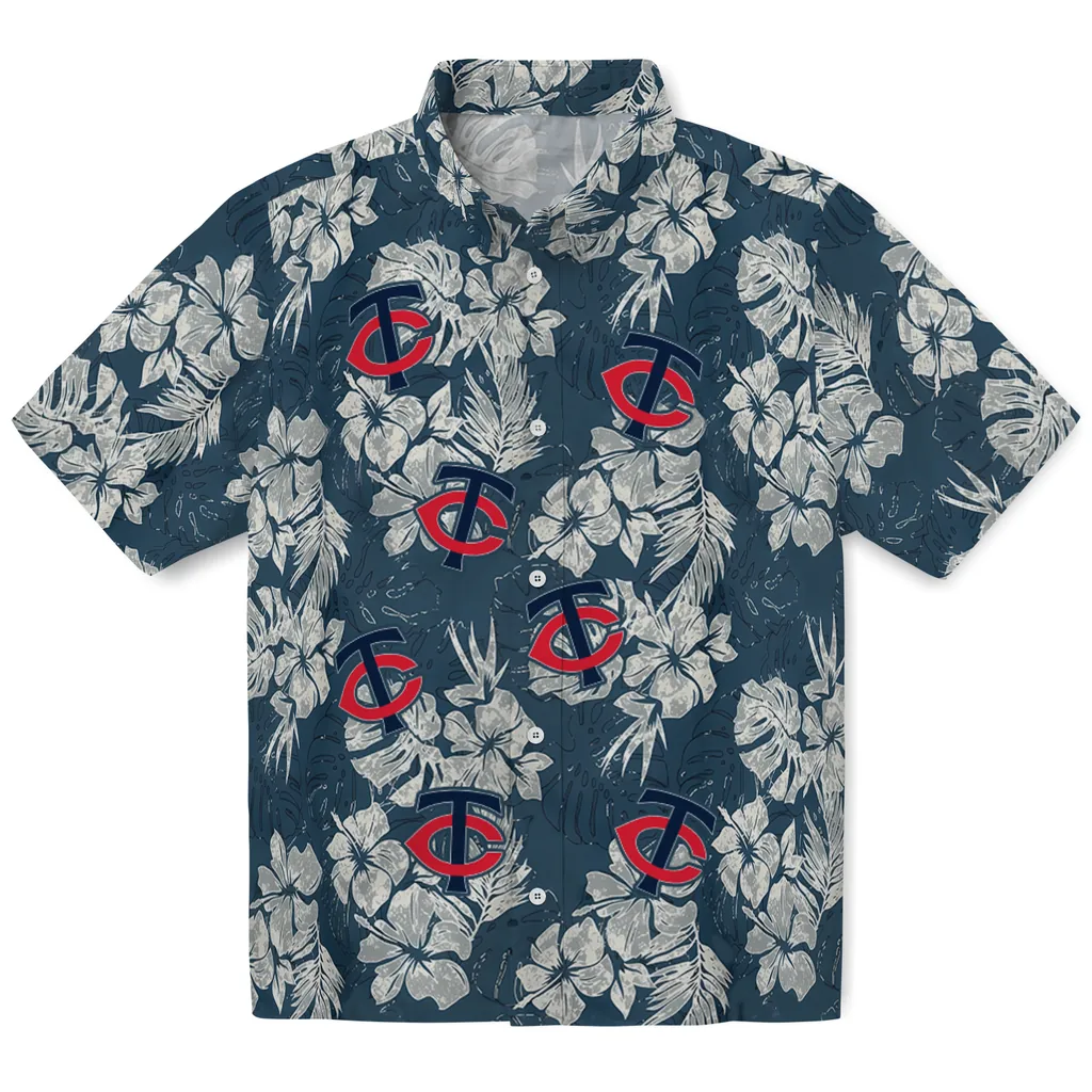 Minnesota Twins Hawaiian Shirt - Hibiscus Flowers minnesota twins hibiscus flowers navy blue hawaiian shirts best selling