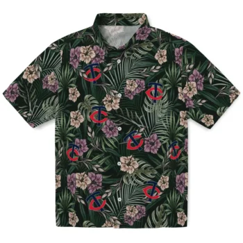 minnesota twins hibiscus leaves pattern green hawaiian shirts best selling
