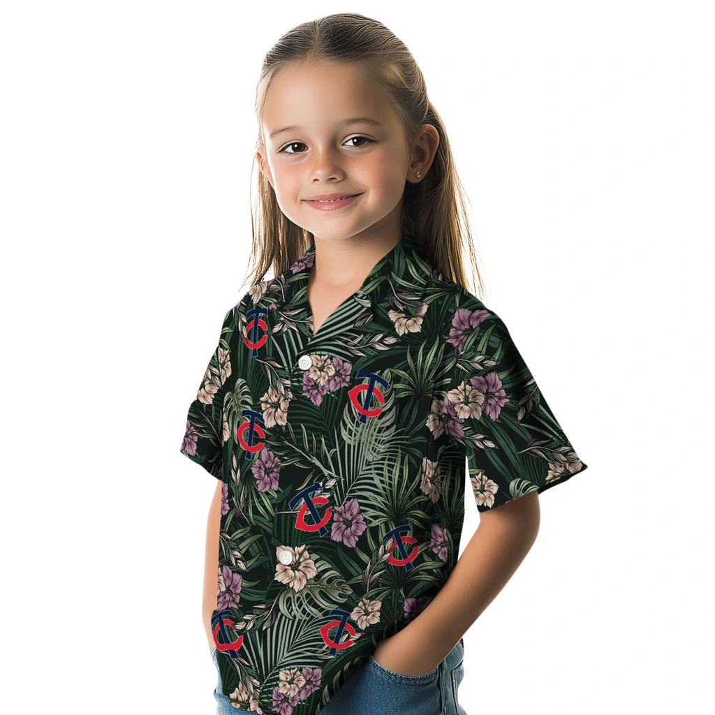 Minnesota Twins Hawaiian Shirt - Hibiscus Leaves Pattern minnesota twins hibiscus leaves pattern green hawaiian shirts premium grade