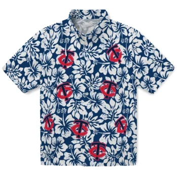 minnesota twins hibiscus motif navy white hawaiian shirts best selling