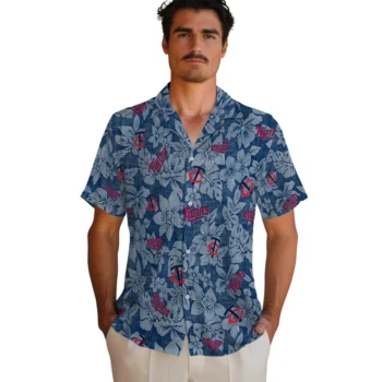 minnesota twins hibiscus oasis navy hawaiian shirts fashion forward