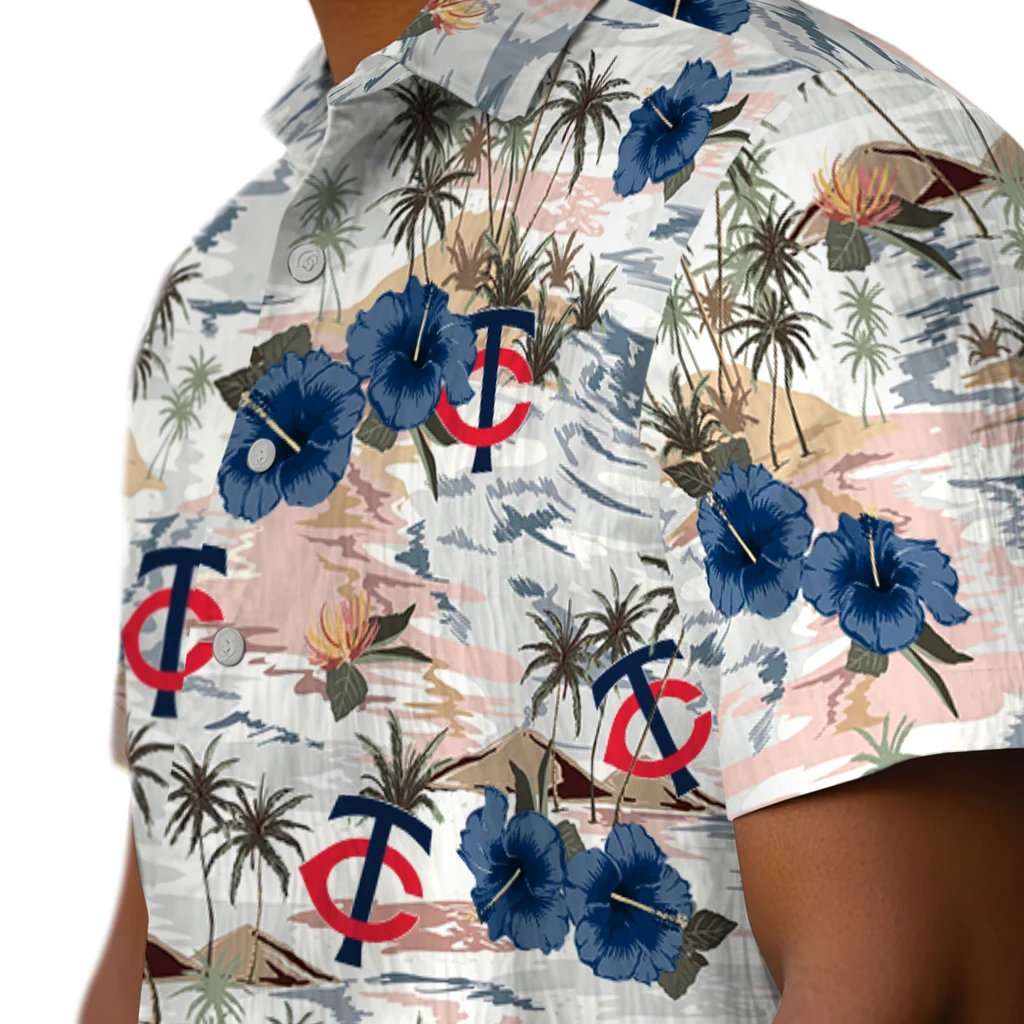 Minnesota Twins Hawaiian Shirt - Hibiscus Seaside minnesota twins hibiscus seaside white hawaiian shirts trendy