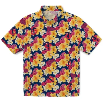 minnesota twins hibiscus tropics navy yellow hawaiian shirts best selling