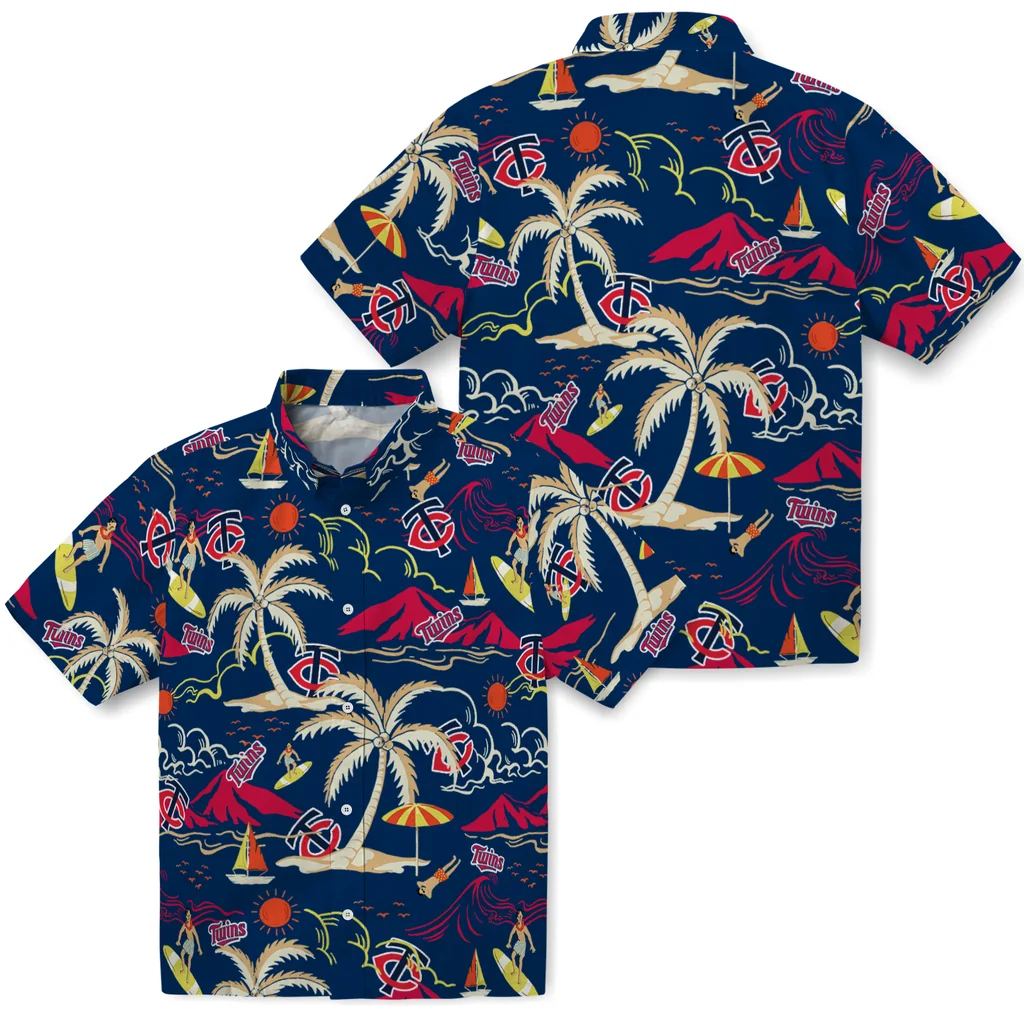 Minnesota Twins Hawaiian Shirt - Palm Tree Island minnesota twins palm tree island navy hawaiian shirts high quality
