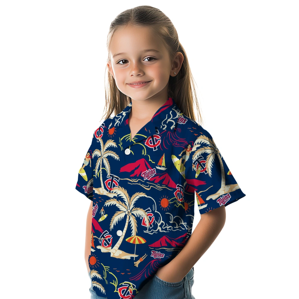 Minnesota Twins Hawaiian Shirt - Palm Tree Island minnesota twins palm tree island navy hawaiian shirts premium grade