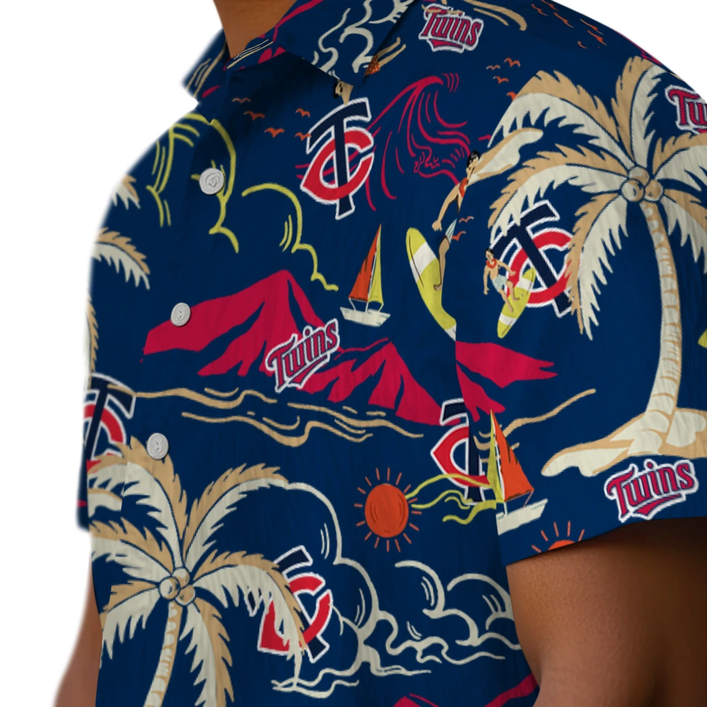 Minnesota Twins Hawaiian Shirt - Palm Tree Island minnesota twins palm tree island navy hawaiian shirts trendy