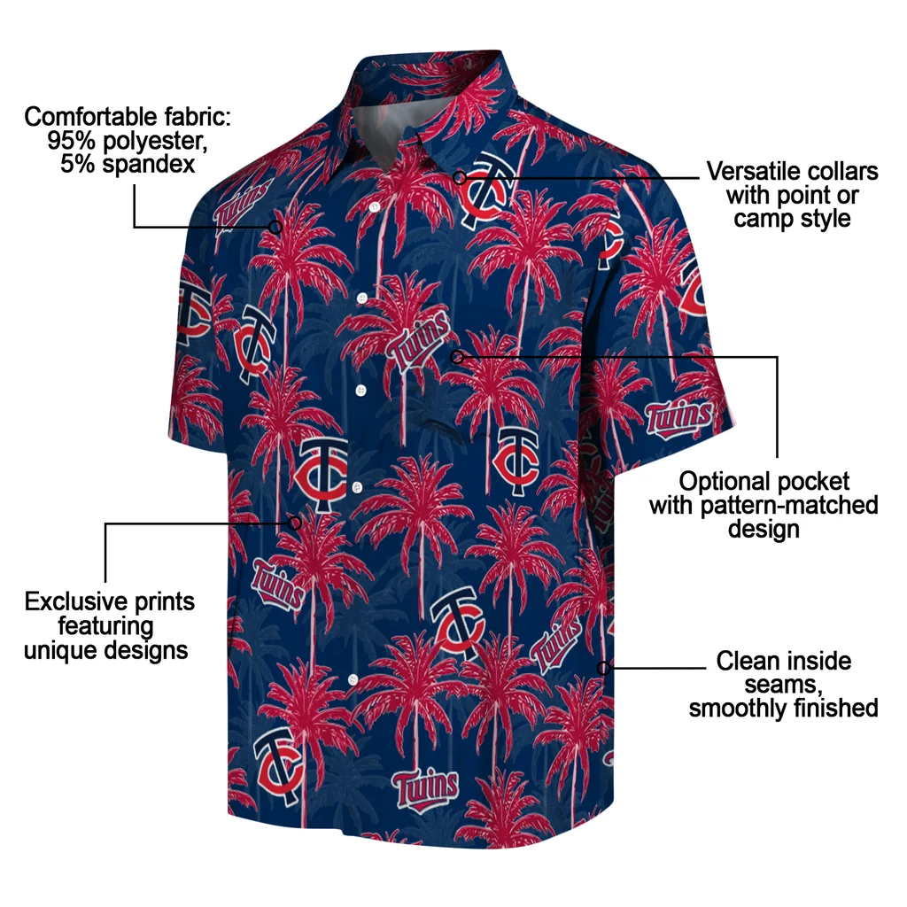 Minnesota Twins Hawaiian Shirt - Palm Tree Motif minnesota twins palm grove navy hawaiian shirts new arrival