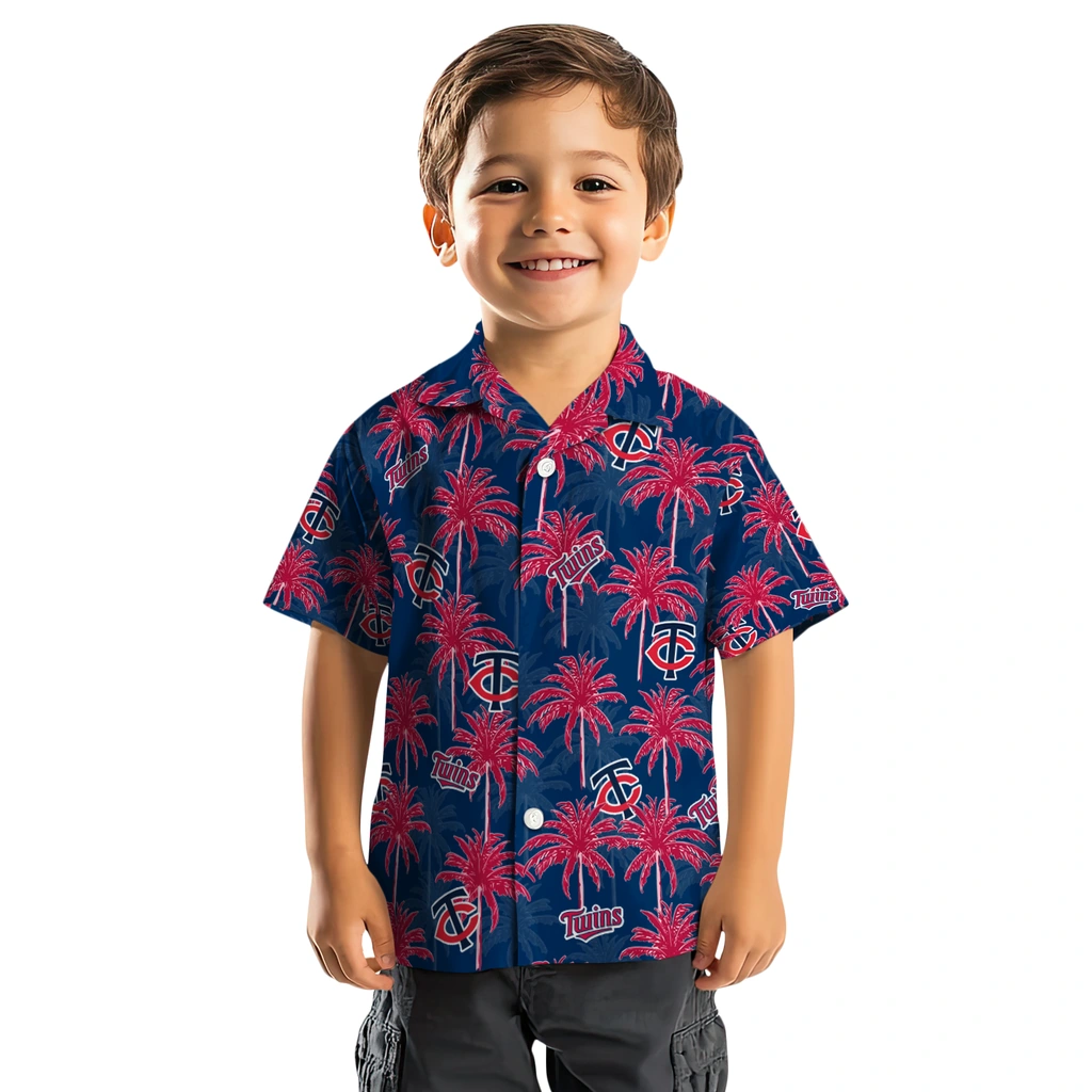 Minnesota Twins Hawaiian Shirt - Palm Tree Motif minnesota twins palm grove navy hawaiian shirts top rated