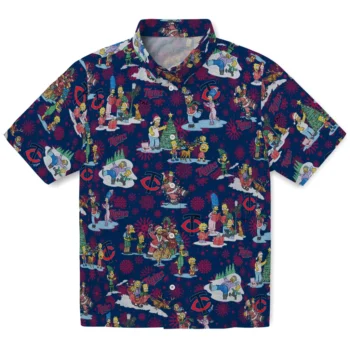 minnesota twins simpsons christmas navy hawaiian shirts best selling