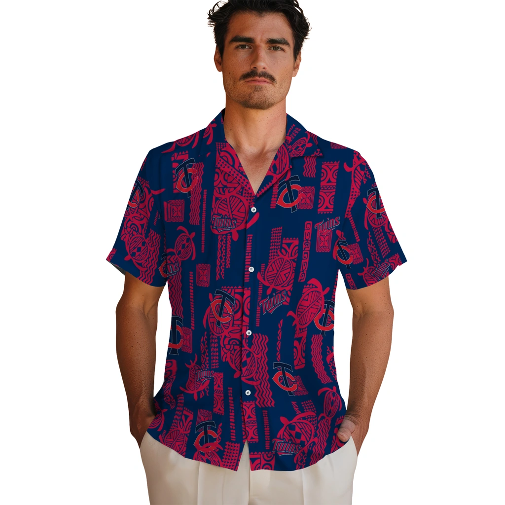 Minnesota Twins Hawaiian Shirt - Turtle Lines minnesota twins turtle lines navy hawaiian shirts fashion forward