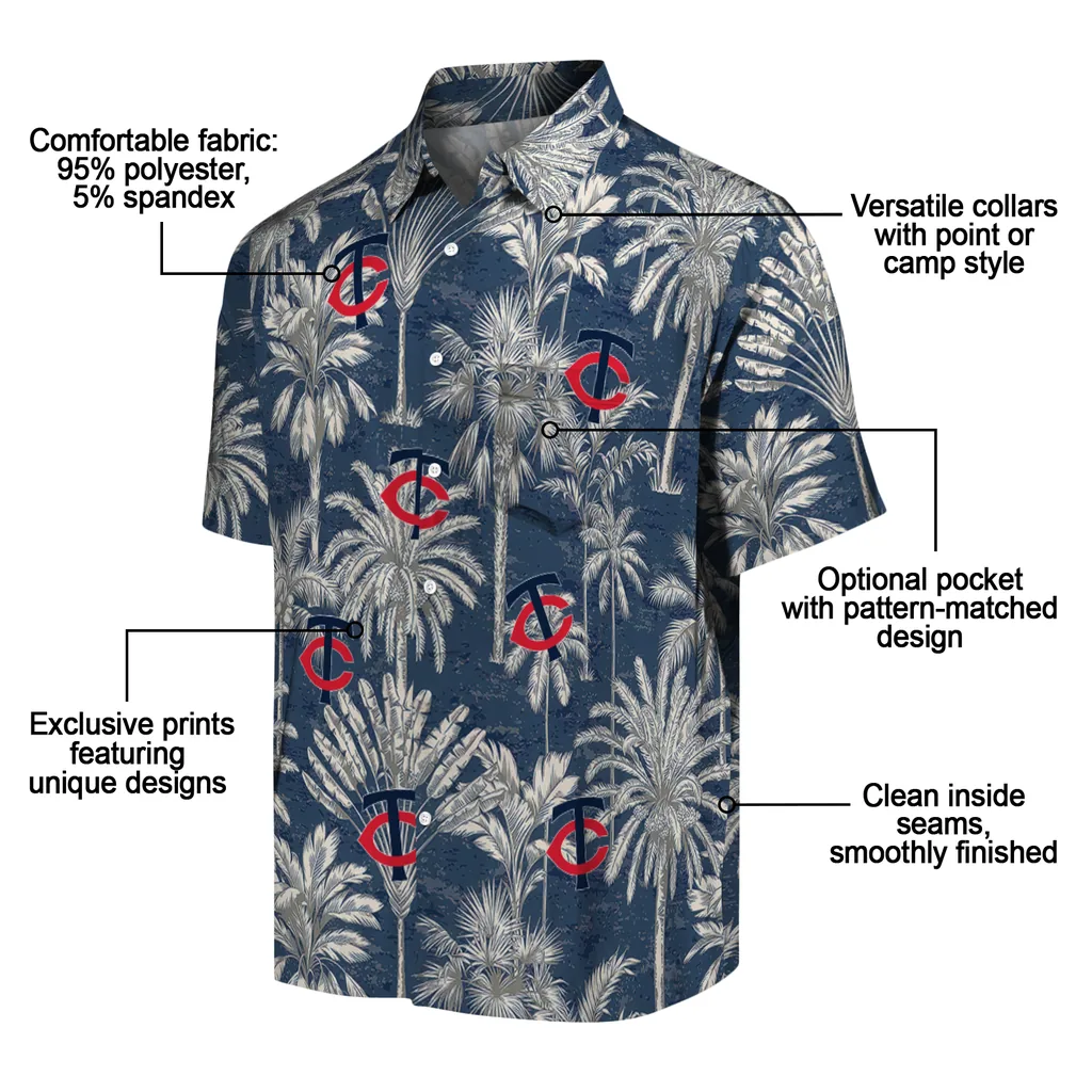Minnesota Twins Hawaiian Shirt - Vintage Palm Tree minnesota twins palm shadows navy hawaiian shirts new arrival