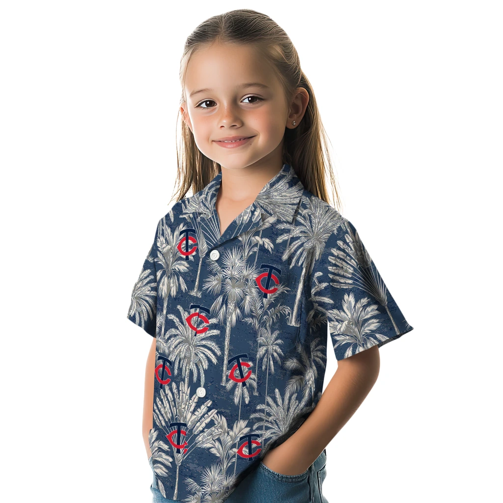 Minnesota Twins Hawaiian Shirt - Vintage Palm Tree minnesota twins palm shadows navy hawaiian shirts premium grade