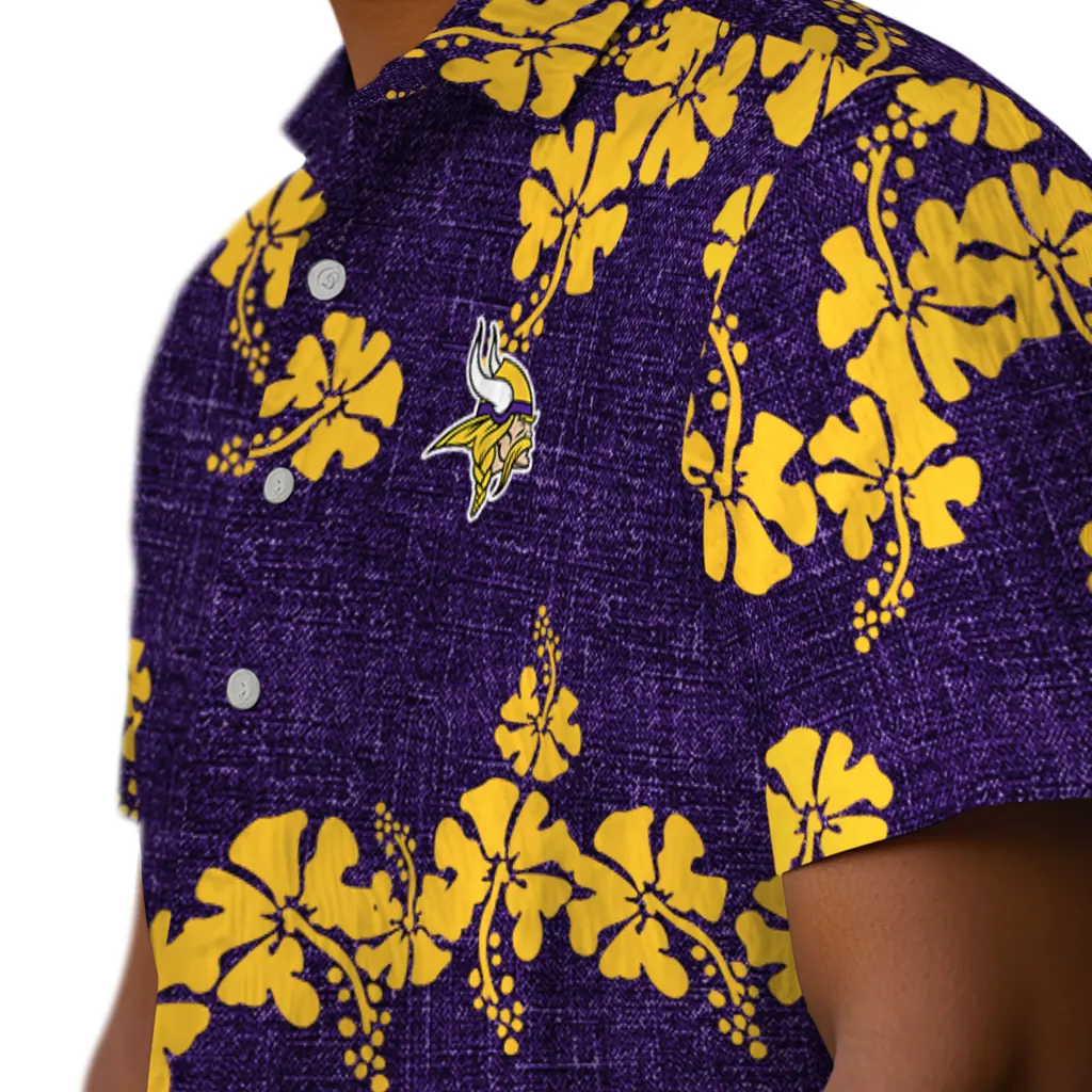 Minnesota Vikings Hawaiian Shirt - 50th State Flower minnesota vikings hibiscus petals purple hawaiian shirts trendy