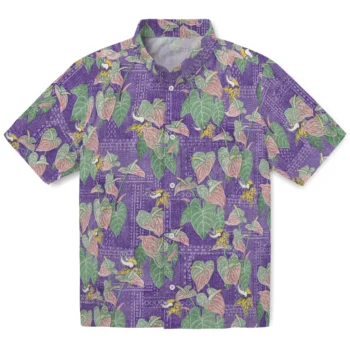 minnesota vikings anthurium overlay purple hawaiian shirts best selling