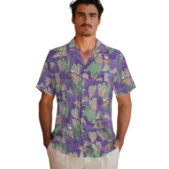 minnesota vikings anthurium overlay purple hawaiian shirts fashion forward