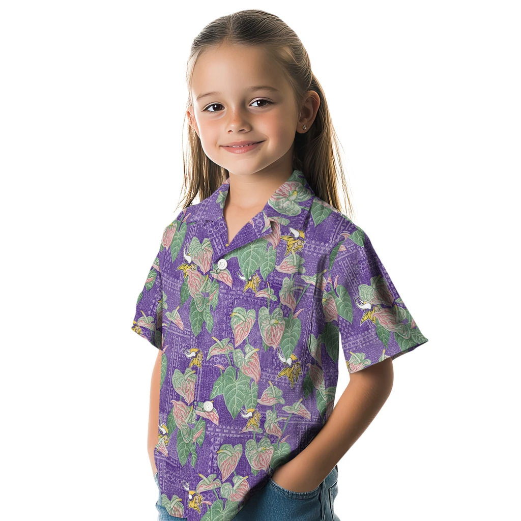 Minnesota Vikings Hawaiian Shirt - Anthurium Overlay minnesota vikings anthurium overlay purple hawaiian shirts premium grade