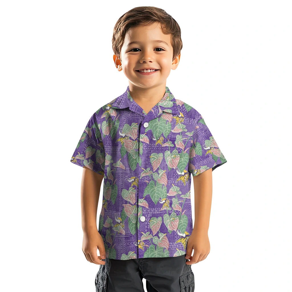 Minnesota Vikings Hawaiian Shirt - Anthurium Overlay minnesota vikings anthurium overlay purple hawaiian shirts top rated