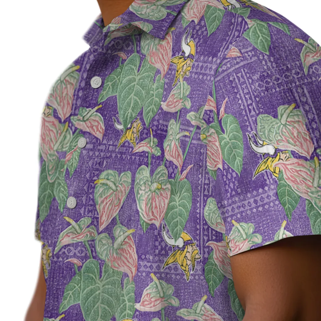 Minnesota Vikings Hawaiian Shirt - Anthurium Overlay minnesota vikings anthurium overlay purple hawaiian shirts trendy