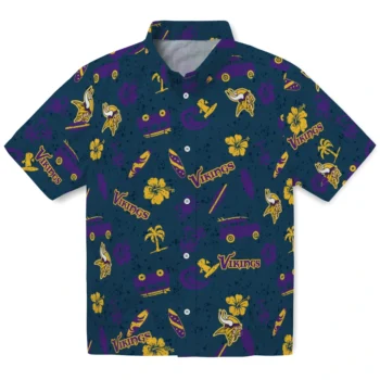 minnesota vikings beach vibe navy hawaiian shirts best selling