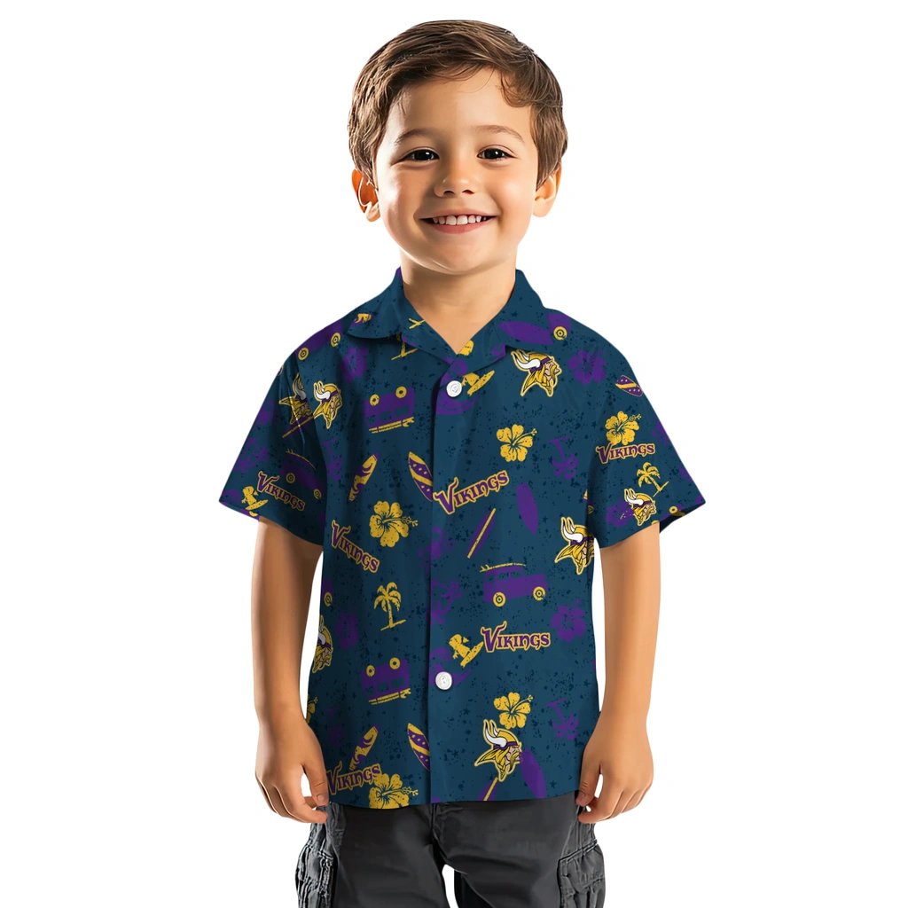 Minnesota Vikings Hawaiian Shirt - Beach Vibe minnesota vikings beach vibe navy hawaiian shirts top rated