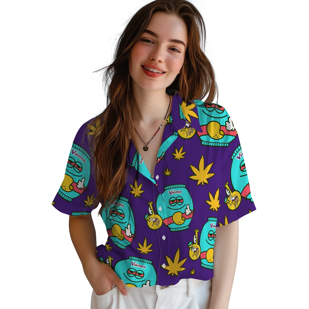 Minnesota Vikings Hawaiian Shirt - Chill Vibe minnesota vikings bong smile purple hawaiian shirts latest model